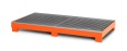 RR Industrietechnik Auffangwanne aus Stahl für 8x 200 Liter Fass mit Gitterrost RAL 2004 reinorange