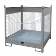 Bauer Fass-Stapelpalette FSP-4 D, Drahtgitterwände, Mausgrau