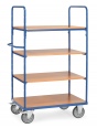 Fetra Etagenwagen mit 4 Böden aus Holz und erhöhter Stirnwand 1000x600mm Ladefläche