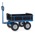 Fetra Handpritschenwagen mit Zugöse, Bordwänden und Polyurethanbereifung, 1140x740mm Ladefläche 750kg Tragkraft