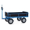 Fetra Handpritschenwagen mit Zugöse, Bordwänden und Polyurethanbereifung, 1540x840mm Ladefläche 750kg Tragkraft