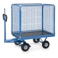 Fetra Handpritschenwagen mit Zugöse, hohen Drahtgitterwänden und Polyurethanbereifung, 1135x795mm Ladefläche 450kg Tragkraft