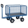 Fetra Handpritschenwagen mit Drahtgitterwänden und Polyurethanbereifung, 1135x795mm Ladefläche 450kg Tragkraft