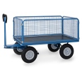 Fetra Handpritschenwagen mit Drahtgitterwänden und Polyurethanbereifung, 1535x895mm Ladefläche 750kg Tragkraft