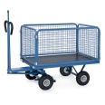 Fetra Handpritschenwagen mit Zugöse, Drahtgitterwänden und Polyurethanbereifung, 1135x795mm Ladefläche 450kg Tragkraft