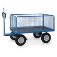 Fetra Handpritschenwagen mit Zugöse, Drahtgitterwänden und Polyurethanbereifung, 1535x895mm Ladefläche 750kg Tragkraft