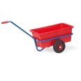 Fetra Handwagen mit roter Kunststoffmulde und Polyurethanbereifung 632x332mm