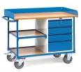 Fetra Werkstattwagen mit Umrandung 4 Schubladen und 3 Ladeflächen-small