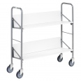 Kongamek Archivwagen in weiß mit 2 schrägen Böden 820x720mm 4 Buchstützen und 50kg Tragkraft