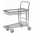 Kongamek Einkaufswagen mit 2 Böden und Gitterkorb oben Gummi Ø125mm wahlweise mit Bremse-small
