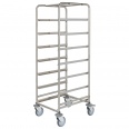 Kongamek Edelstahl- Kistenwagen 560x500x1565mm mit 7 Etagen, Gummibereifung und Bremse-small
