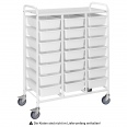Kongamek Kisten- und Tablettwagen 950x420x1205mm in weiß mit 21 Böden und Bremse-small