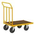 Kongamek Plattformwagen pulverbeschichtet mit Ladefläche 700x454mm aus MDF, Schiebebügel und Gummibereifung ohne Bremse