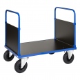 Kongamek Plattformwagen in blau 1000x700x900mm mit MDF-Platte und 2 Seitenwänden mit Gummibereifung ohne Bremse