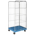 Kongamek Rollcontainer verzinkt 725x810x1800mm mit Kunststoffboden und 3 Gitterwänden-small