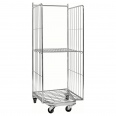 Kongamek Rollcontainer verzinkt 800x730x1910mm stapelbar mit Gitterboden und 2 Gitterwänden ohne Bremse