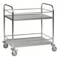 Kongamek Edelstahl- Tischwagen rostfrei mit 2 Böden 825x500mm mit Umrandung und Bremse