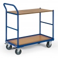 Protaurus Tischwagen mit Bordkante 2 Ladeflächen und schräg abgewinkeltem Schiebegriff 1000x600mm