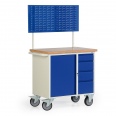 Protaurus Werkbankwagen Serie 300 mit Schrankfach, 4 Schubladen und Lochplatte, 710mm hoch Protaurus Werkbankwagen Serie 300 mit Schrankfach, 4 Schubladen und Lochplatte, 710mm hoch-small