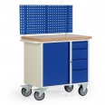 Protaurus Werkbankwagen Serie 300 mit Schrankfach, 4 Schubladen und Lochplatte Protaurus Werkbankwagen Serie 300 mit Schrankfach, 4 Schubladen und Lochplatte-small
