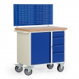 Protaurus Werkbankwagen Serie 300 mit Schrankfach, 4 Schubladen und Schlitzplatte Protaurus Werkbankwagen Serie 300 mit Schrankfach, 4 Schubladen und Schlitzplatte-small