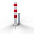 Schake Stahlrohrpoller herausnehmbaraus Stahlrohr verzinkt Ø152x3,2mm weiß beschichtet mit rot reflektierenden Leuchtstreifen Dreikantverschluss 1500mm Gesamtlänge