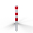 Schake Stahlrohrpoller ortsfest aus Stahlrohr verzinkt Ø152x3,2mm weiß mit rot reflektierenden Leuchtstreifen zum Einbetonieren 1200mm Gesamtlänge