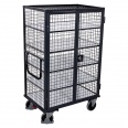 VARIOfit ESD Etagenwagen, vergittert mit Flügeltür, Schiebebügel und 5 Ladeflächen 1045x685mm