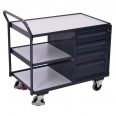 VARIOfit ESD Werkstattwagen mit gebogenen Schiebegriff, 3 Ladeflächen und 4 Schubladen-small