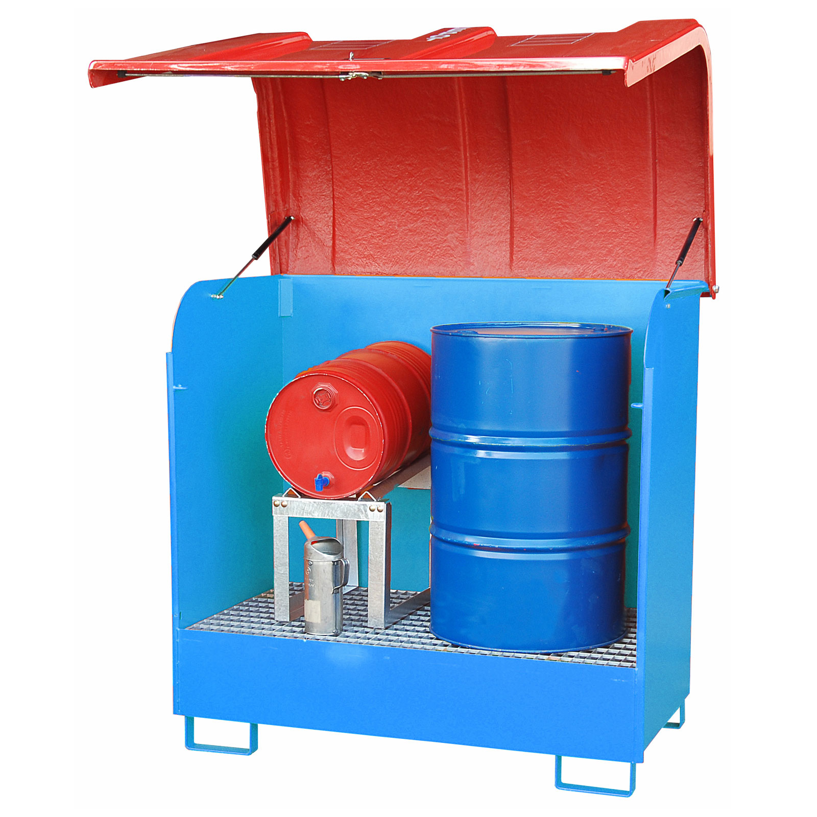 Bauer Gefahrstoff-Depot GD-B für Außenbereich mit Spritzschutzwand und GFK-Haube, Lichtblau