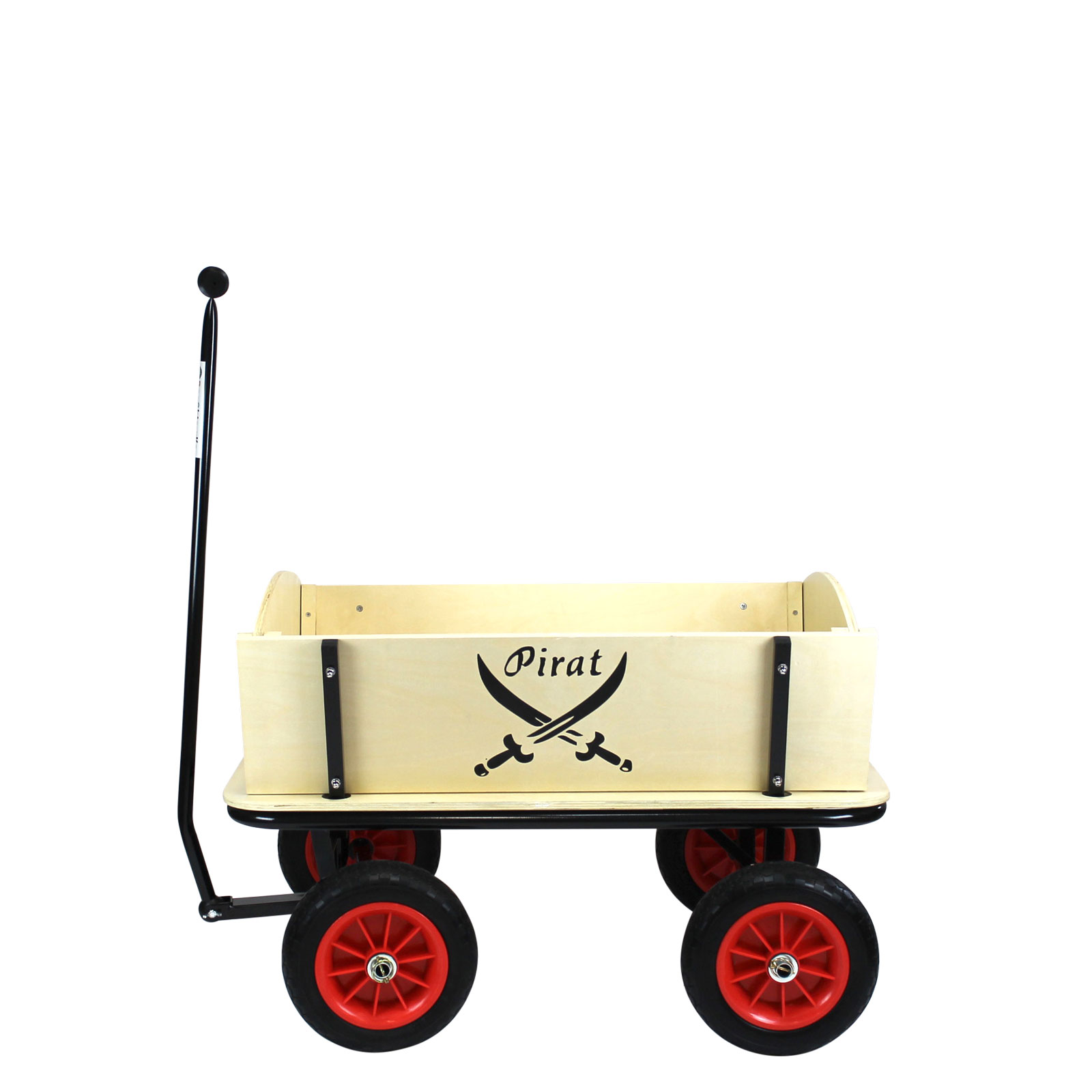 Beachtrekker Style Holz Bollerwagen Handwagen Pirat mit Sonnenverdeck