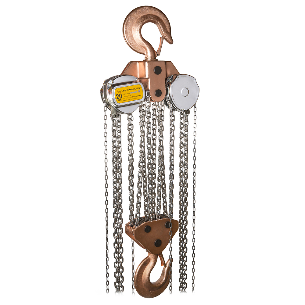 Delta Sparkless Funkenarmer Stirnradkettenzug ATEX Zone 1 verzinkte Lastkette Tragkraft 20,0t Länge 3,0m