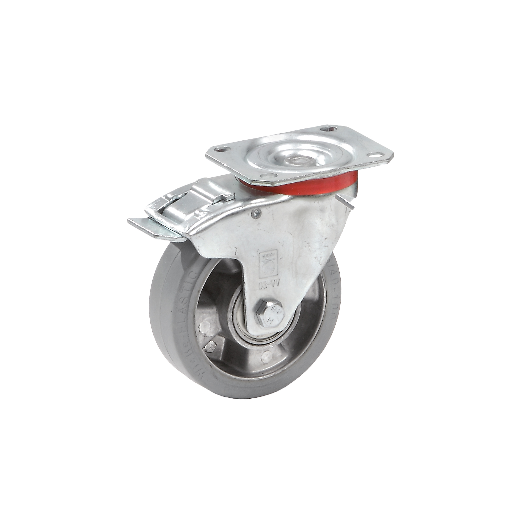 Fetra Elastic-Vollgummi Lenkrolle mit Feststeller, 125x40 mm Radgröße