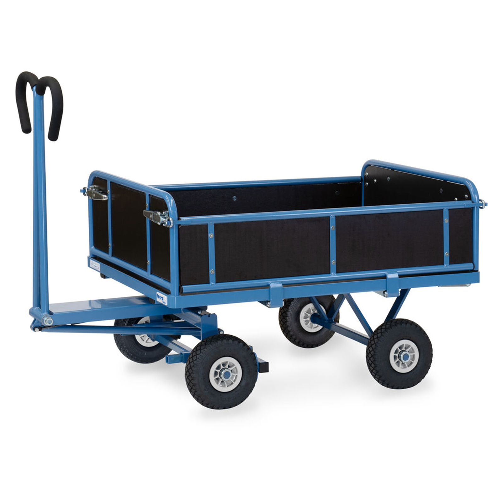 Fetra Handpritschenwagen mit Bordwänden und Polyurethanbereifung, 1140x740mm Ladefläche 450kg Tragkraft