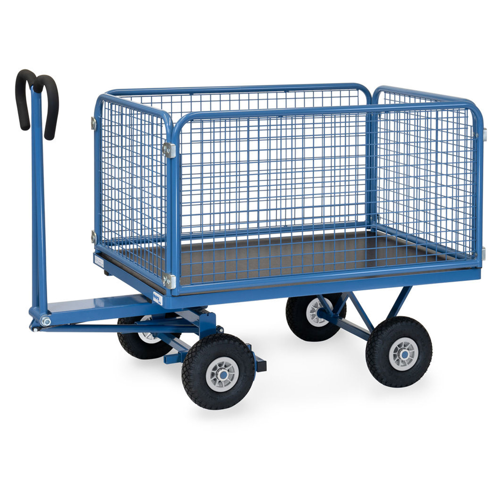 Fetra Handpritschenwagen mit Drahtgitterwänden und Polyurethanbereifung, 1135x795mm Ladefläche 450kg Tragkraft