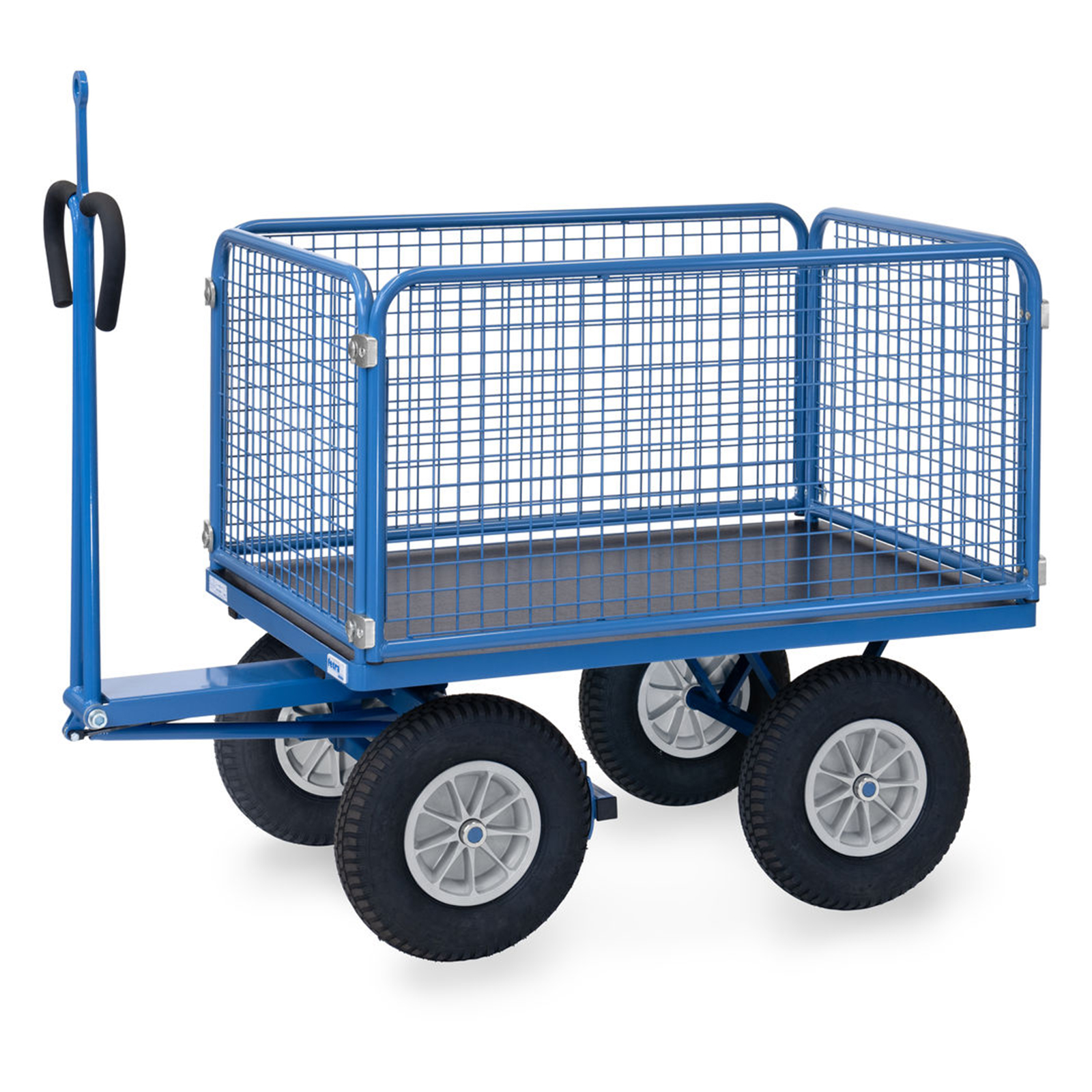 Fetra Handpritschenwagen mit Zugöse, Drahtgitterwänden und Polyurethanbereifung, 1135x795mm Ladefläche 750kg Tragkraft