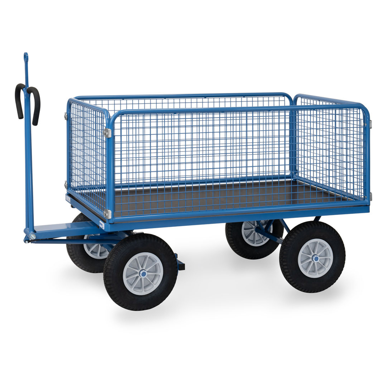 Fetra Handpritschenwagen mit Zugöse, Drahtgitterwänden und Polyurethanbereifung, 1535x895mm Ladefläche 750kg Tragkraft