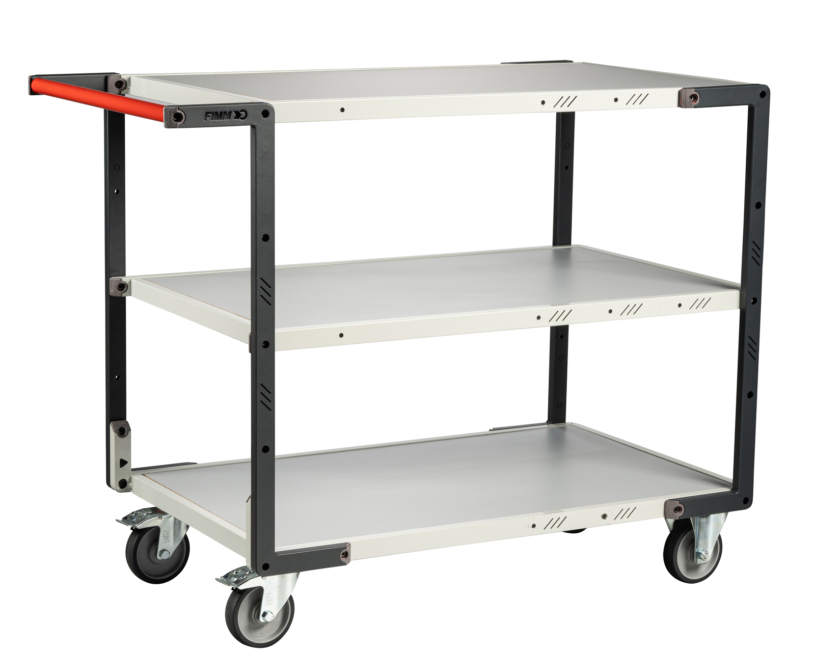 FIMM Tischwagen mit umklappbaren Bügel 3 Etagen Ladefläche 1000x595mm Tragkraft 250kg