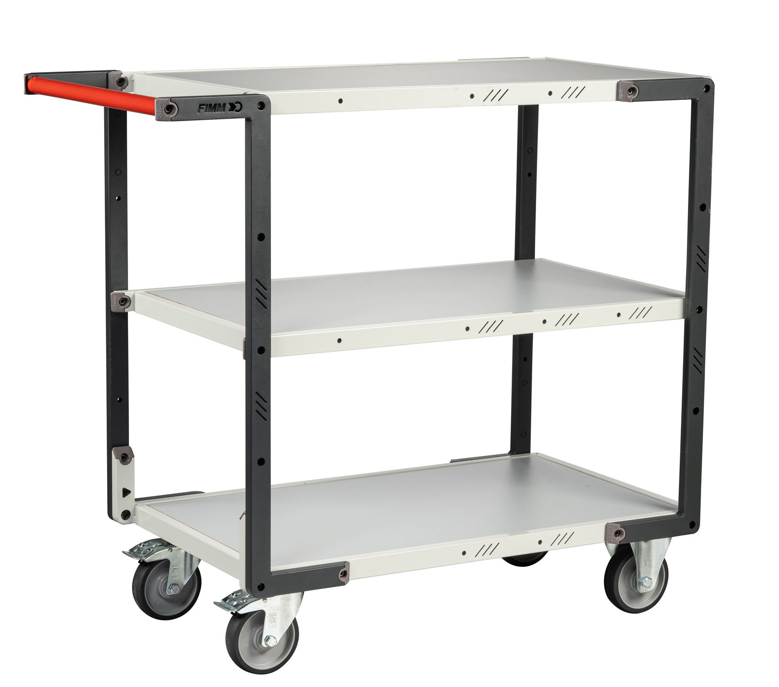 FIMM Tischwagen mit umklappbaren Bügel 3 Etagen Ladefläche 850x495mm Tragkraft 250kg