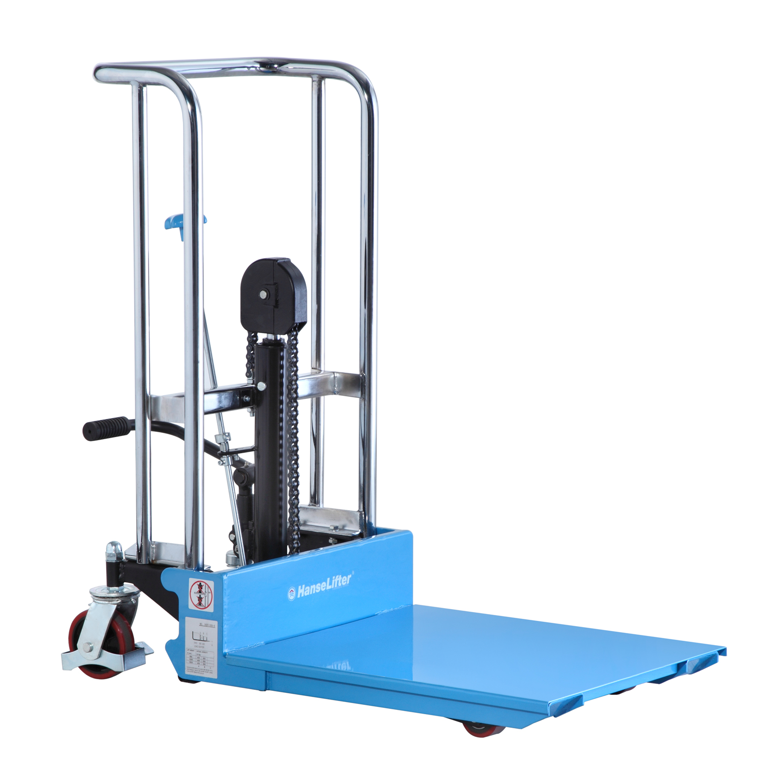 Hanselifter elektrischer oder manueller Plattformhochhubwagen PS0 / E-PS0 Tragkraft 400kg Hubhöhe bis 1500mm