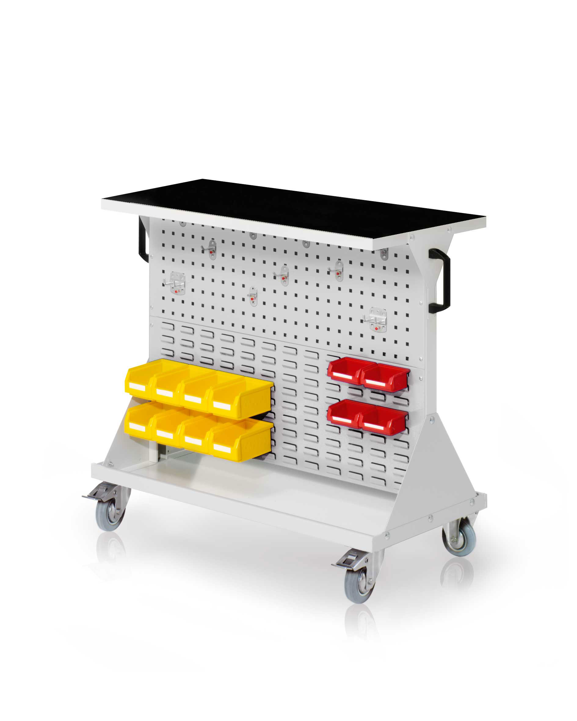 Kappes RasterMobil® Größe #2 - 1000x930x500mm - 2x Lochplatte 2x Schlitzplatte - Auflageboden aus Stahlblech inkl. Riffelgummimatte - lichtgrau