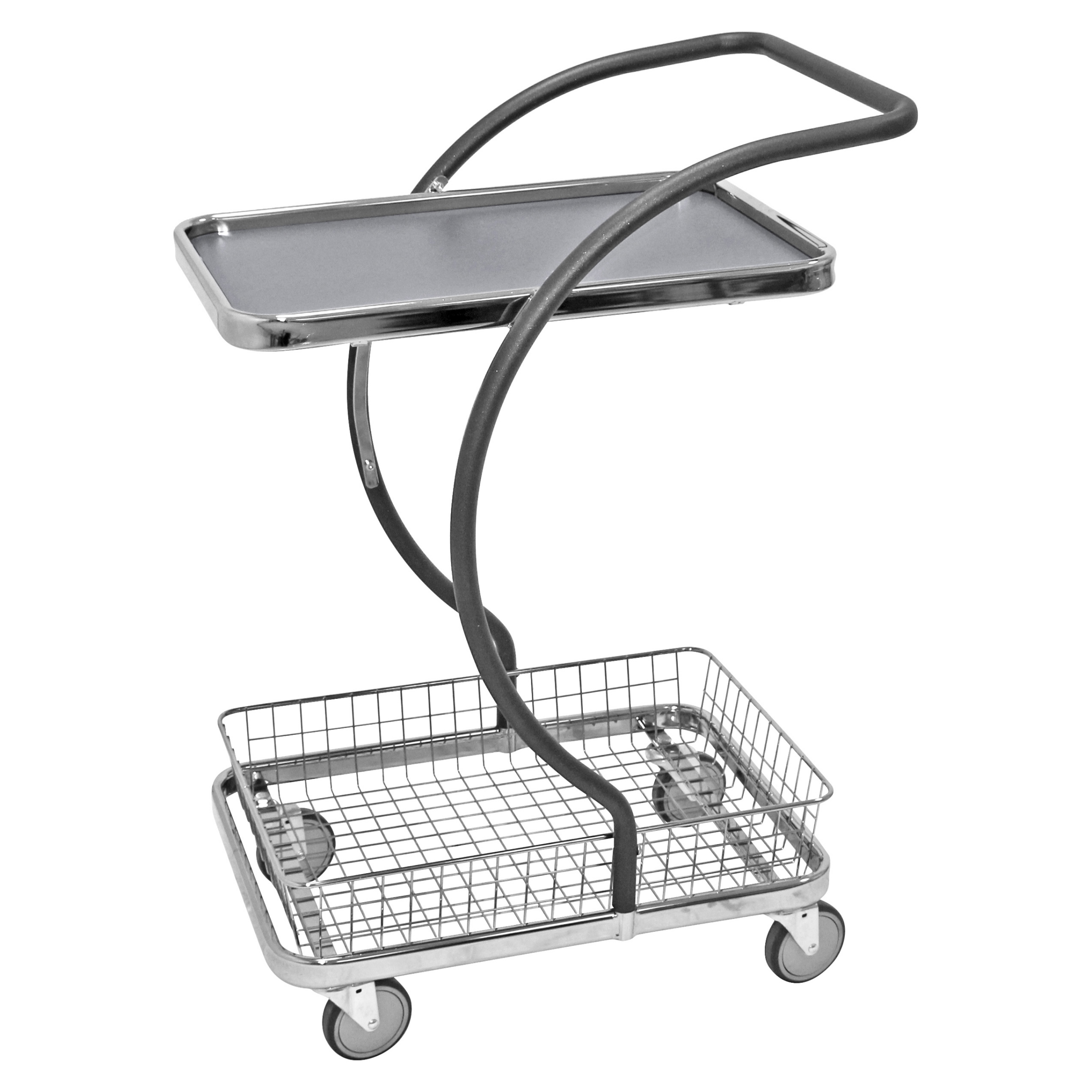 Kongamek C-Line Tischwagen in grau mit Boden und Korb unten 595x360mm Ladefläche