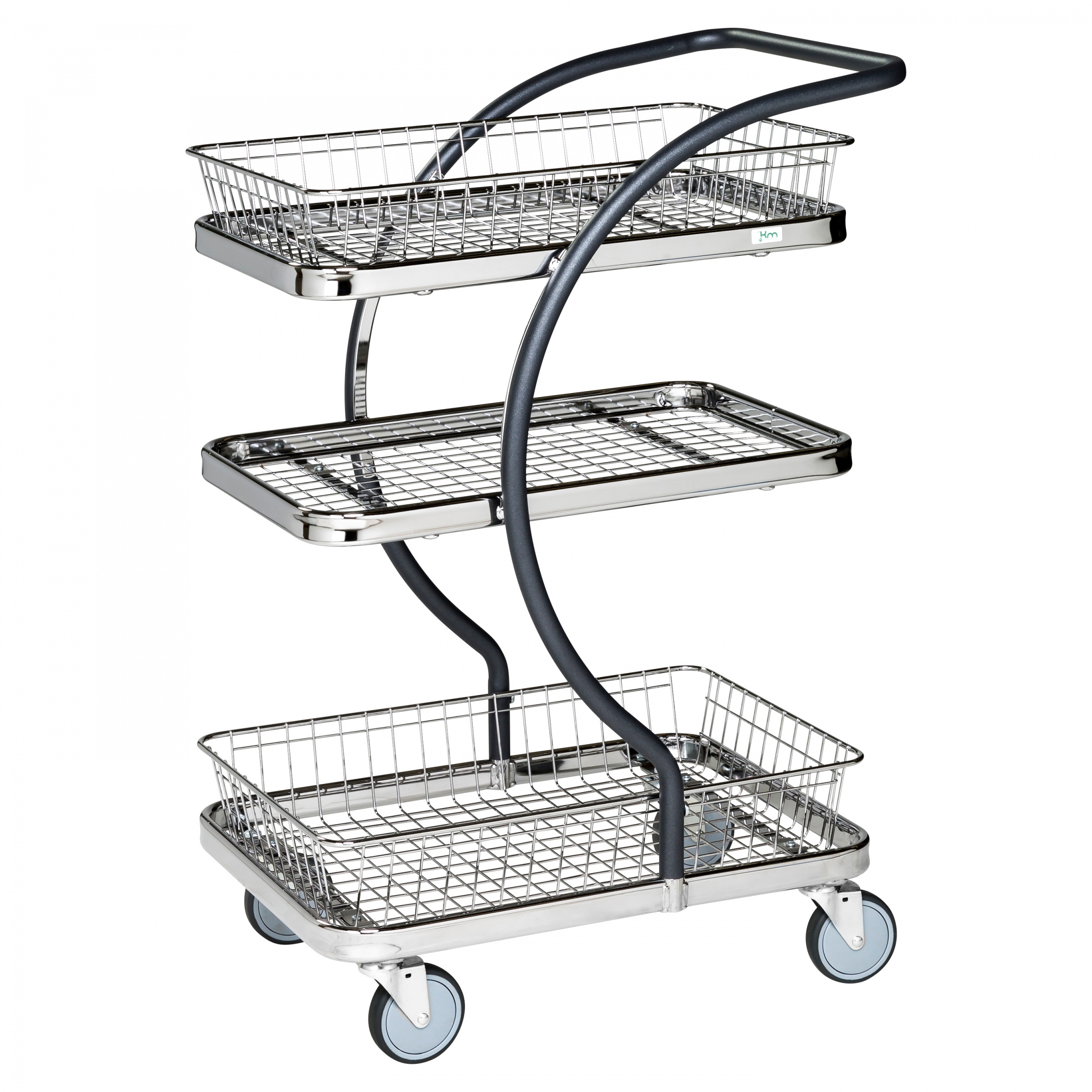 Kongamek C-Line Einkaufswagen in grau mit 3 Etagen und 2 Körben 595x360mm