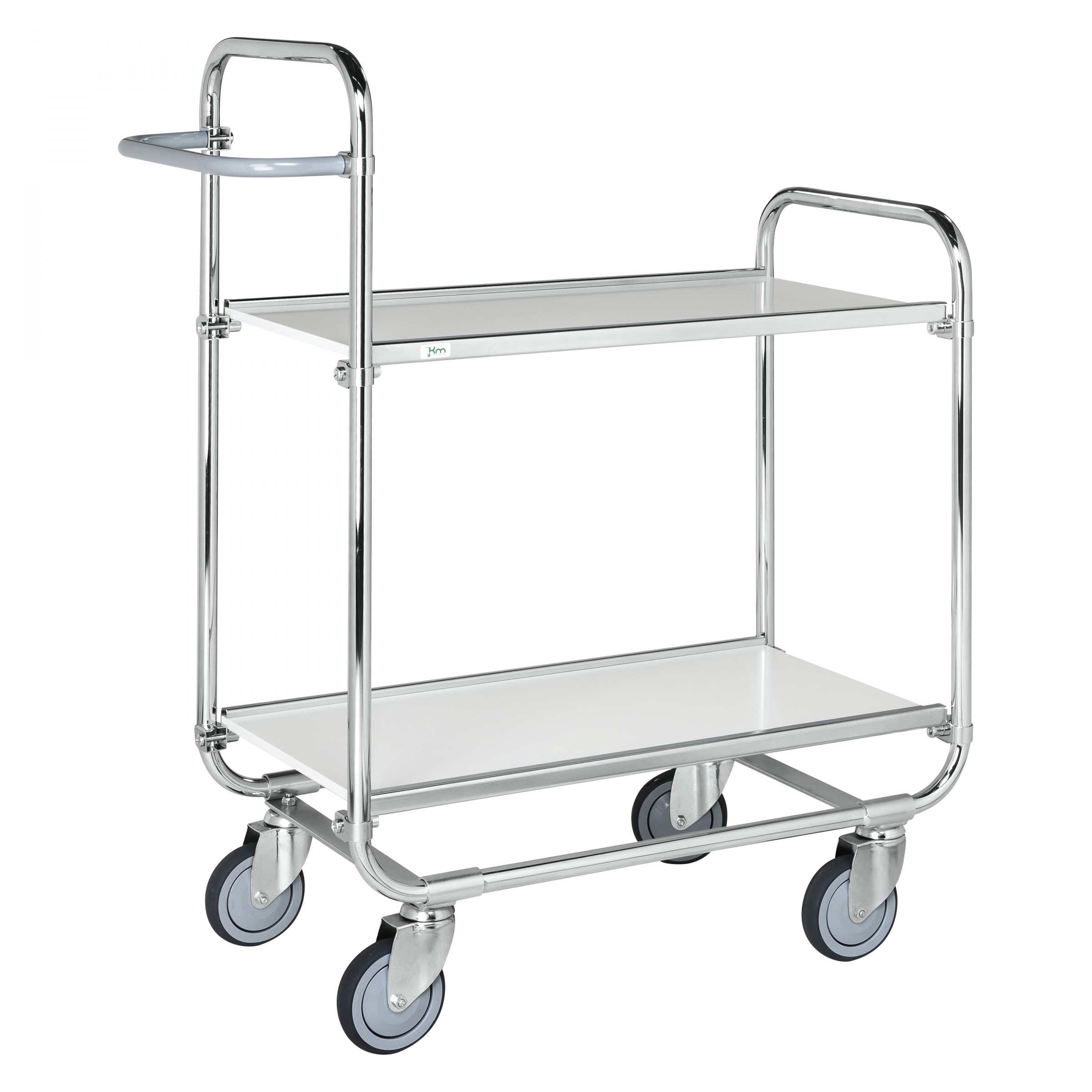 Kongamek Kommissionierwagen verzinkt mit 2 laminierten Böden und offenen Stirnwänden