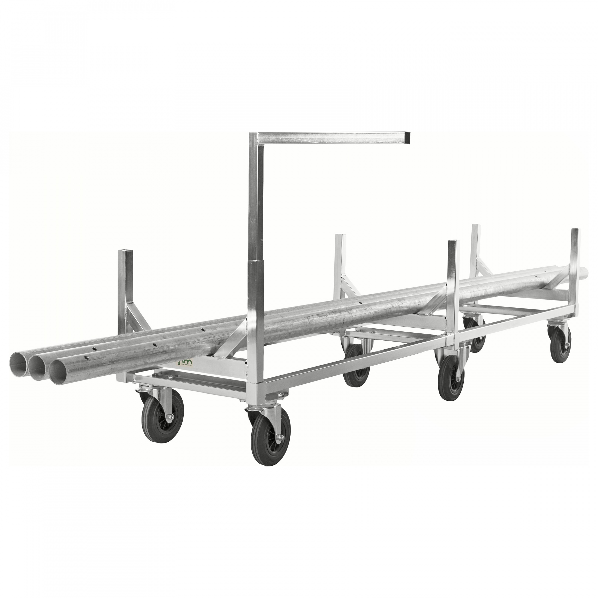 Kongamek Langgutwagen 2800x608x700mm mit 800kg Tragkraft und Gummibereifung wahlweise mit Bremse