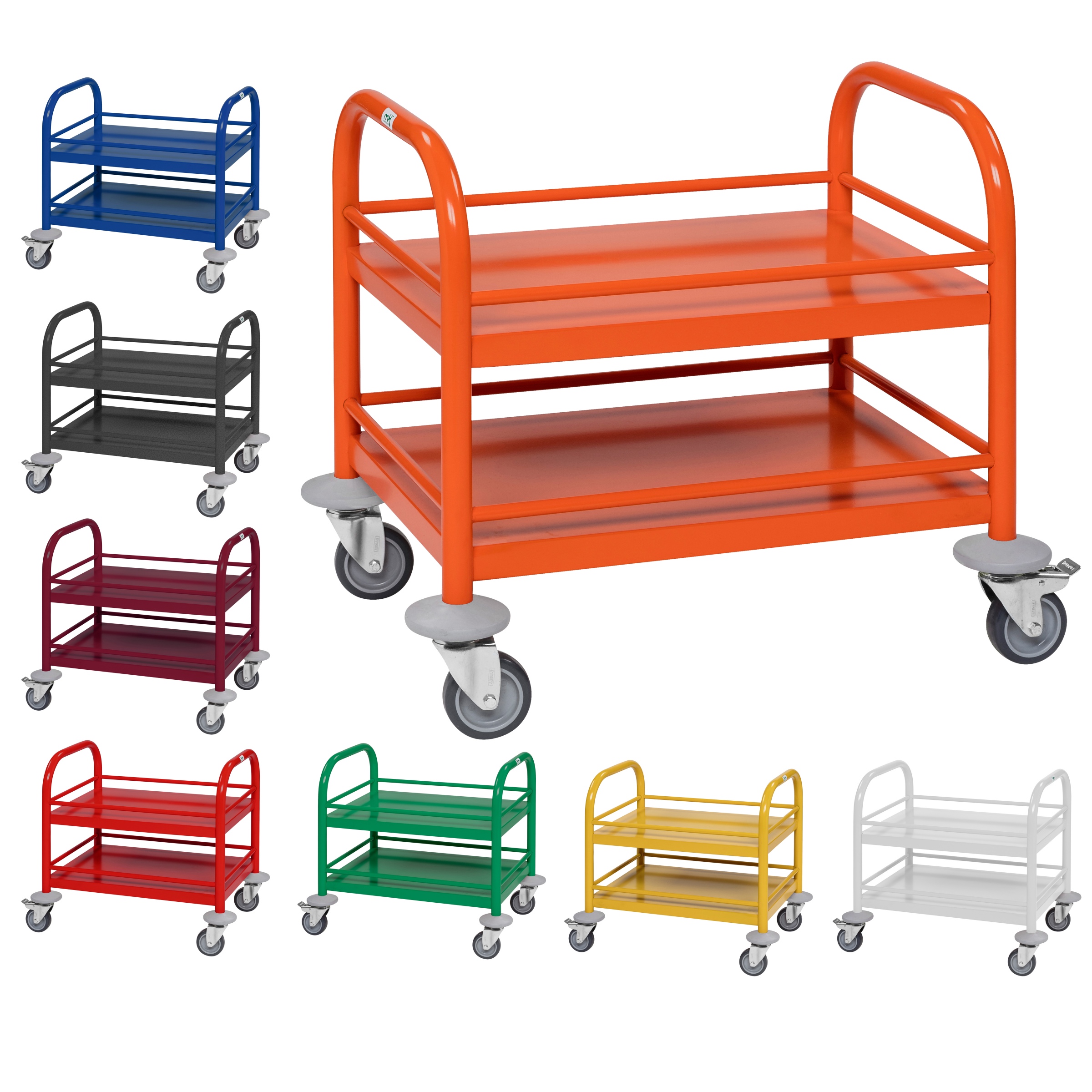 Kongamek Mini-Servierwagen 530x375x550mm mit 2 Etagen pulverbeschichtet und Bremse