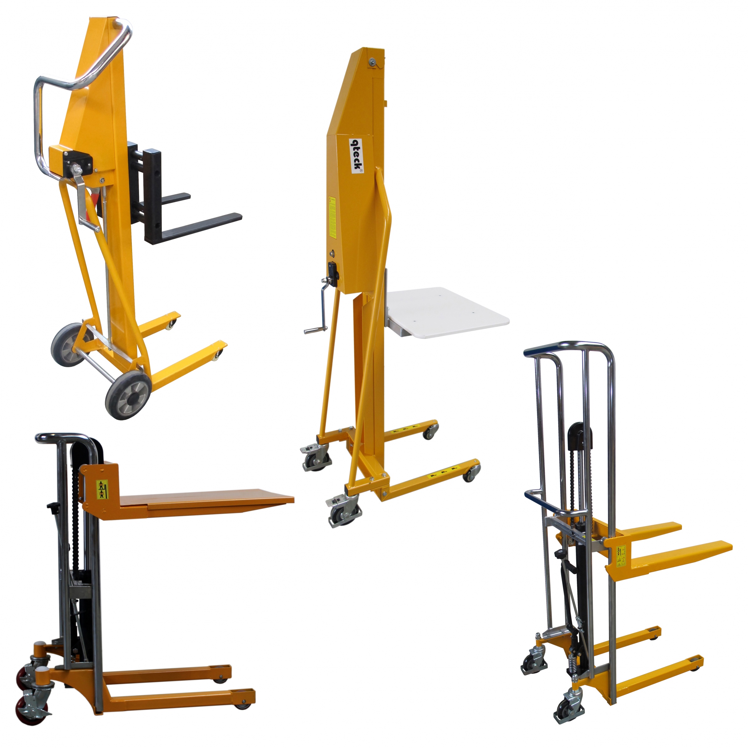 qteck Manuelle Minilifter Single mit Plattform oder Gabel bis 2500mm Hubhöhe mit 120-400kg Hubkraft