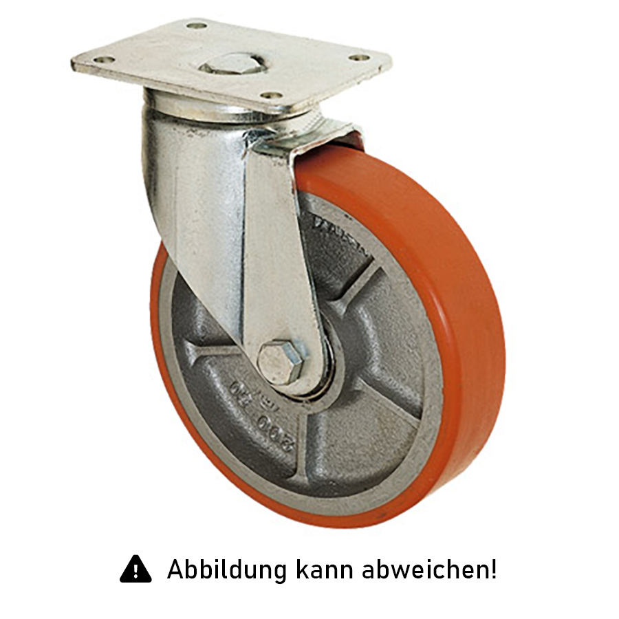 Rollcart Schwerlast Polyurethan- Lenkrollen Ø100x30mm mit 200kg Tragkraft