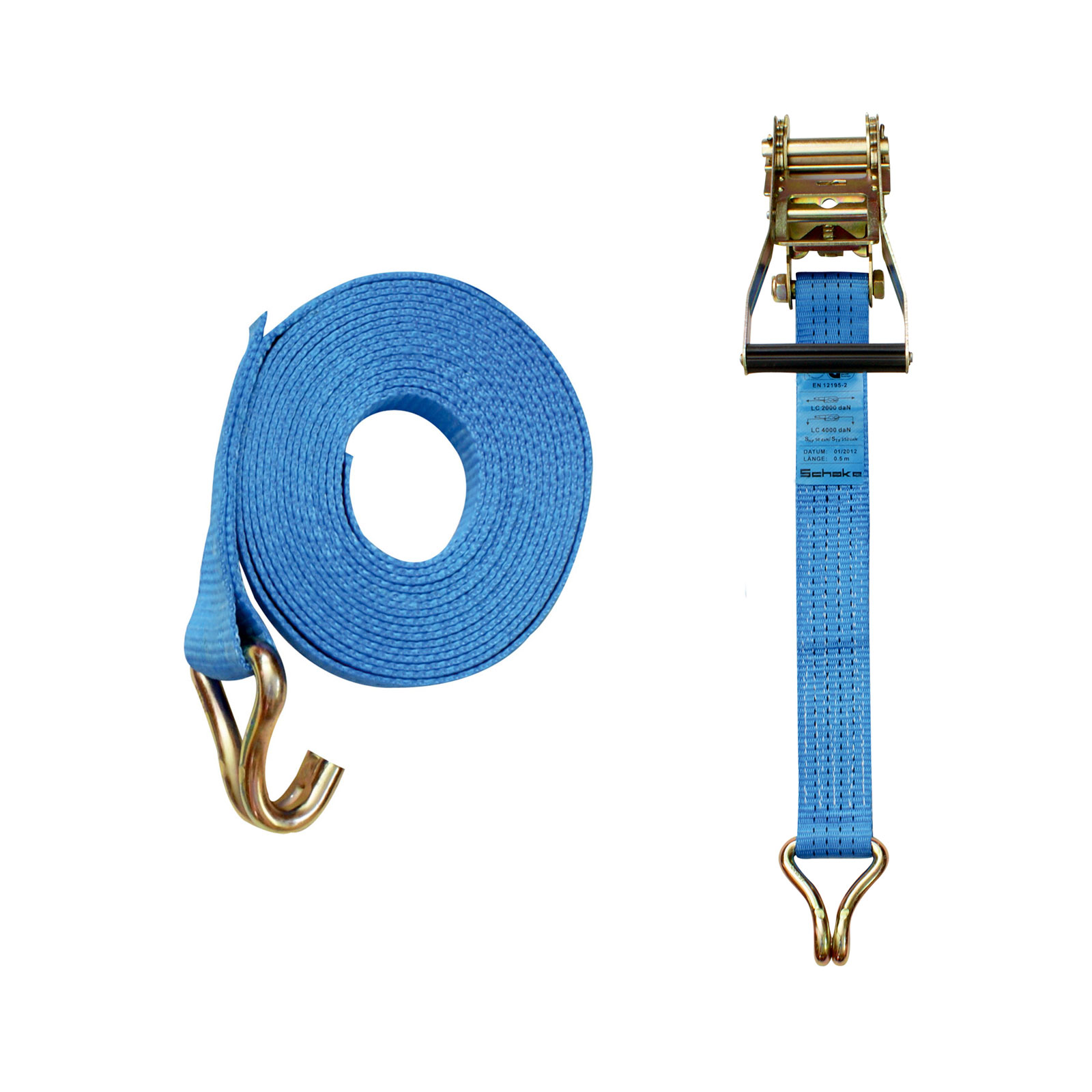 Schake Zurrgurt mit Ratsche 25mm Gurtbreite, 500/1000 Zugkraft/daN 4m Länge 2-teilig