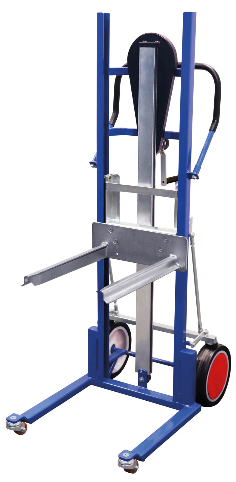 VARIOfit Materialheber mit Gabelzinken Tragkraft 250kg Vollgummibereifung Enzianblau RAL 5010